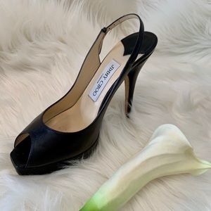 JIMMY CHOO Black Slingback Platforms size 5.5
